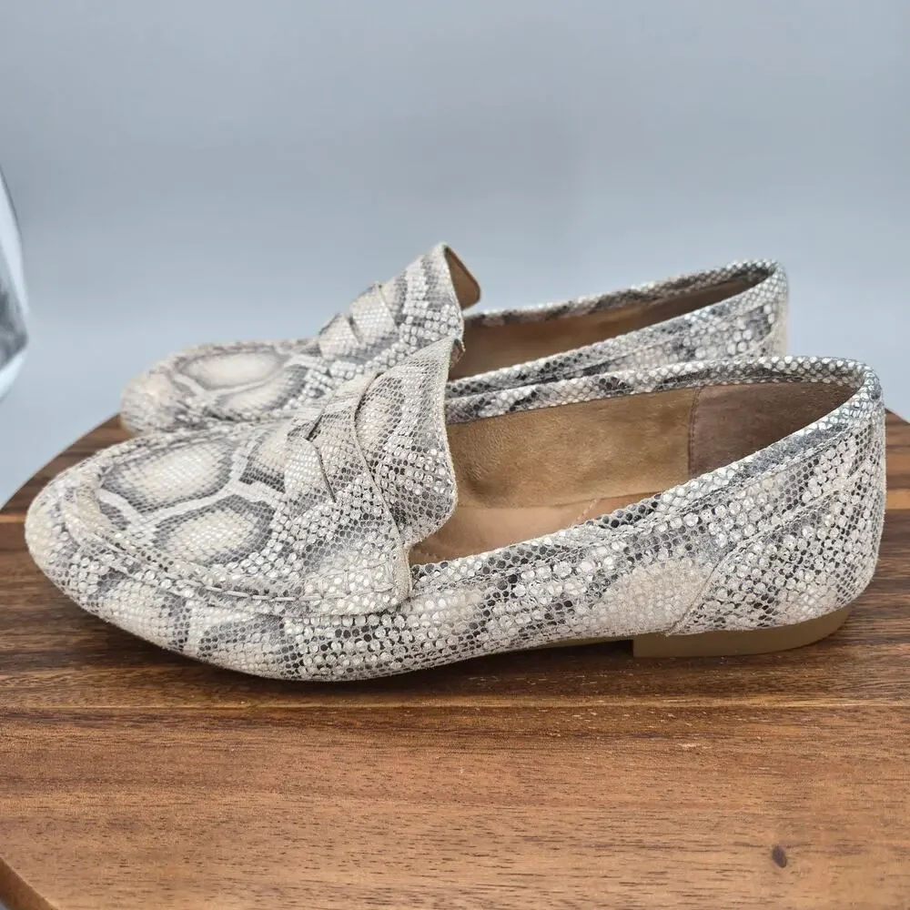 Born Shoes Womens 10 M Snake Print Leather Slip On Flats Casual Comfort Loafers